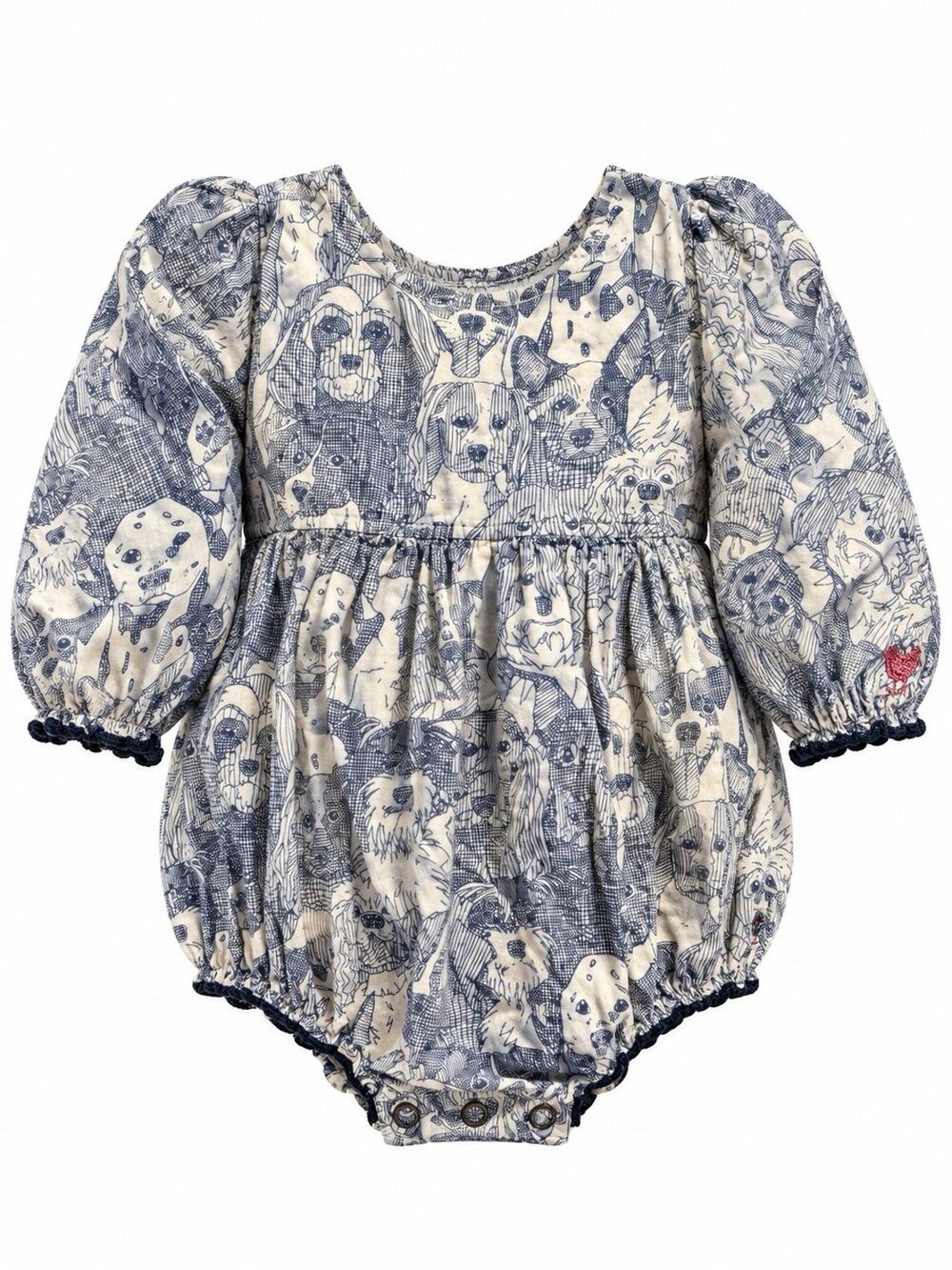 Pink Chicken Baby Girl Dog Print Bubble Romper 12-18M Cotton Long Sleeve